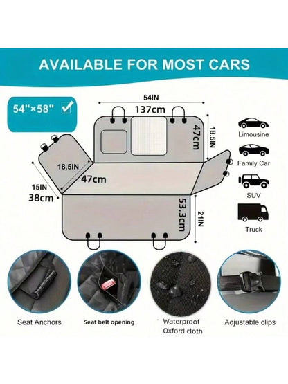 Waterproof Dog Car Seat Cover - Suitable for Cars, Trucks and Suvs