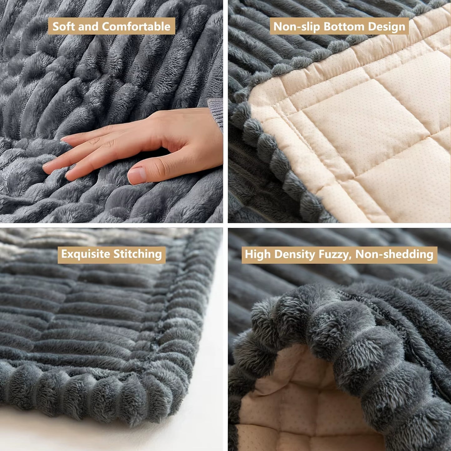 Large Modern Car Dog Seat Cushion Non-Slip Thickened Fabric Pet Bed Ergonomic Design Machine Washable All Seasons Car Seat Cover