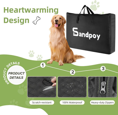 Back Seat Extender for Dogs - Increases Space by 40%, Durable Waterproof Dog Car Seat Cover with Hard Bottom, Supports Up to 400 lbs, Includes Mesh Window, Ideal Travel Bed for Cars and SUVs