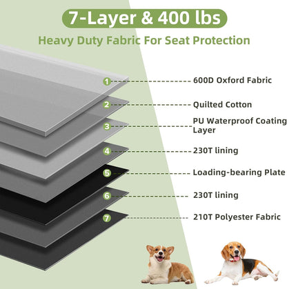 Back Seat Extender for Dogs - Increases Space by 40%, Durable Waterproof Dog Car Seat Cover with Hard Bottom, Supports Up to 400 lbs, Includes Mesh Window, Ideal Travel Bed for Cars and SUVs