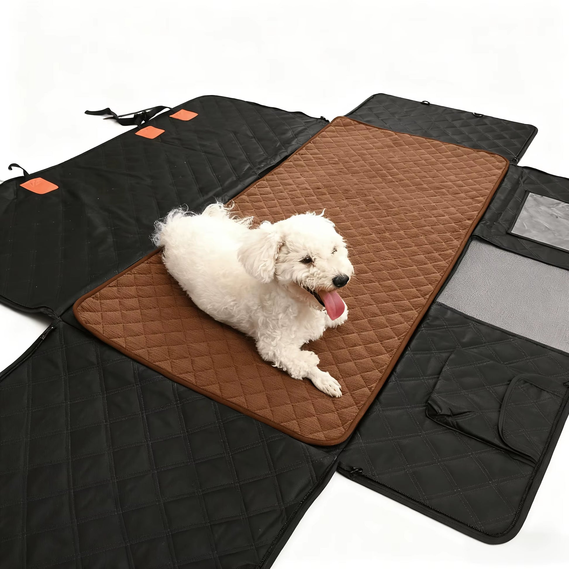 Large Modern Car Dog Seat Cushion Non-Slip Thickened Fabric Pet Bed Ergonomic Design Machine Washable All Seasons Car Seat Cover