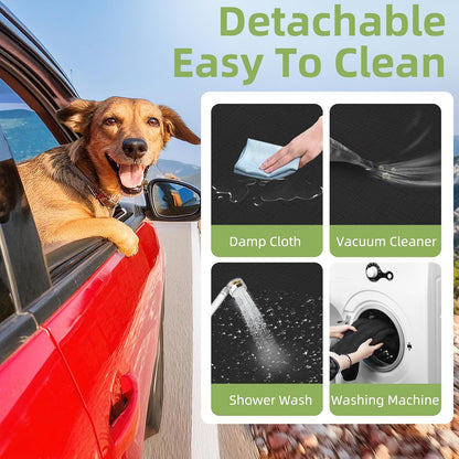 Back Seat Extender for Dogs - Increases Space by 40%, Durable Waterproof Dog Car Seat Cover with Hard Bottom, Supports Up to 400 lbs, Includes Mesh Window, Ideal Travel Bed for Cars and SUVs